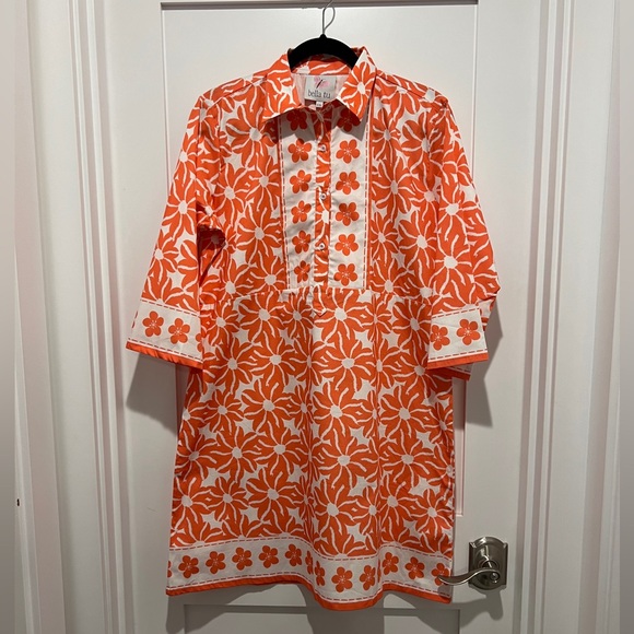 bella tu Dresses & Skirts - Bella Tu Orange Floral Cotton Tunic Dress plus